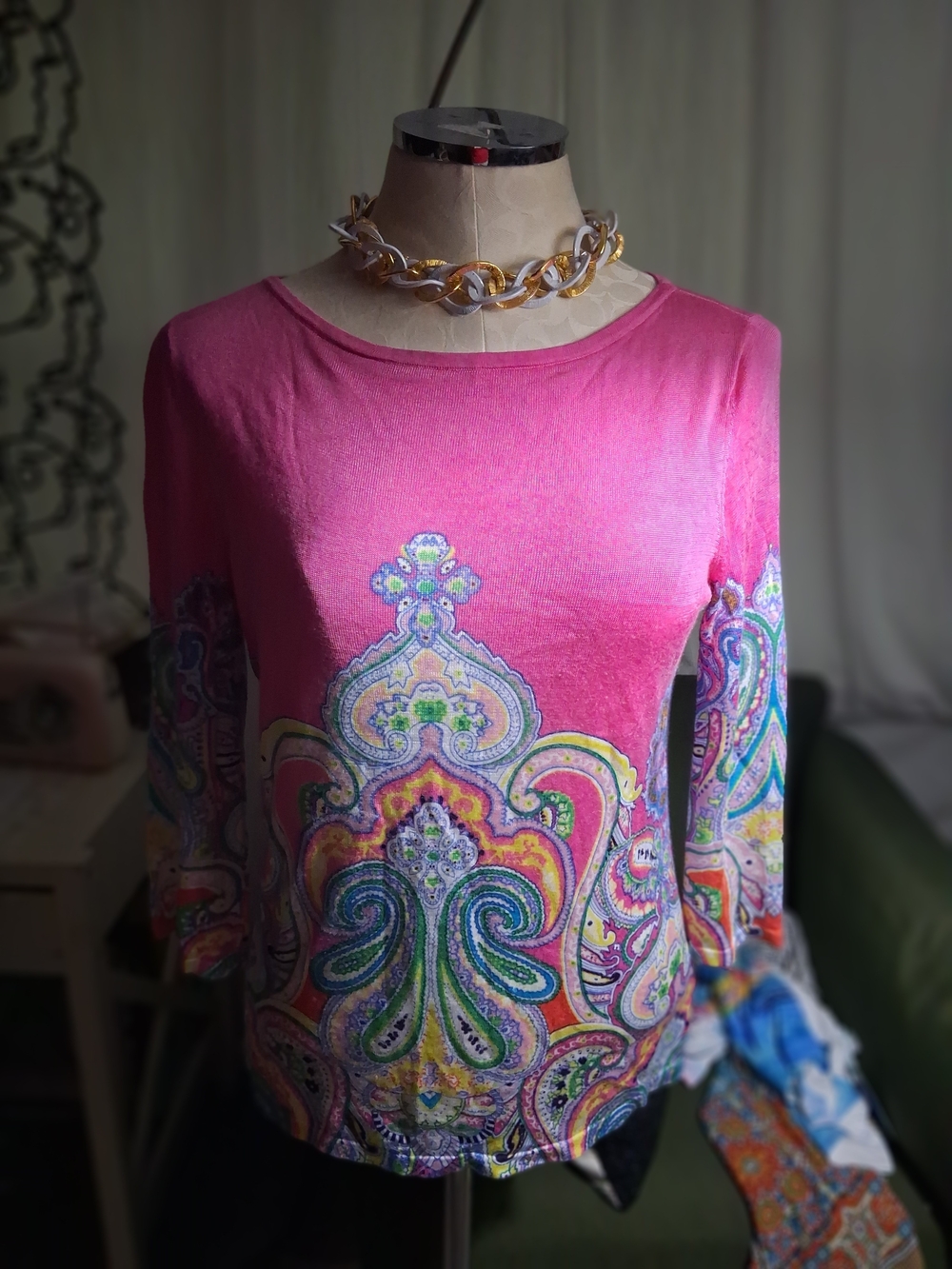 Lauren Ralph Lauren Pink Paisley-Print Long Sleeve Top
